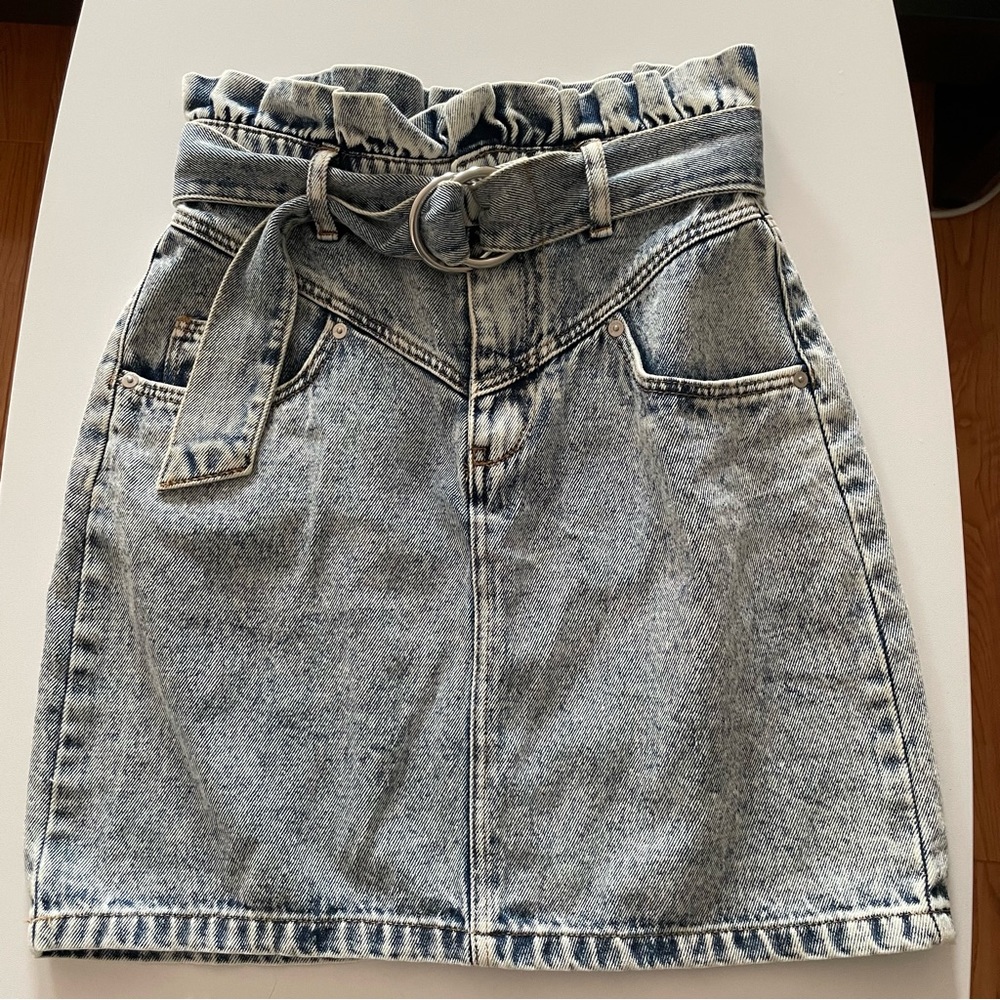 Denim Mini Skirt With Belt